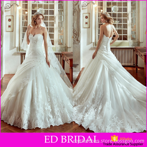 Prices Wholesale Strapless Pleated Organza Custom Wedding Dress Ball Gown